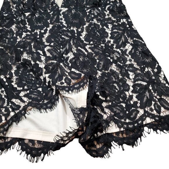 Missguided Plunge Neckline Laced‎ Playsuit Romper Womens 12 Black Lined NWT - Picture 5 of 7